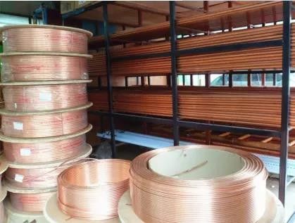 Air Conditioner Tembaga Tabung Pipa Coil 6.35mm 1/4 Inch Round Polished Tube